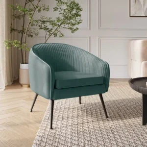 Poltrona trasformabile velluto verde acqua con gambe nere TRECY NBC