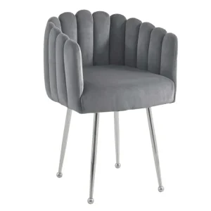 Sedia velluto grigio con gambe metallo argentato HAYDEN NBC