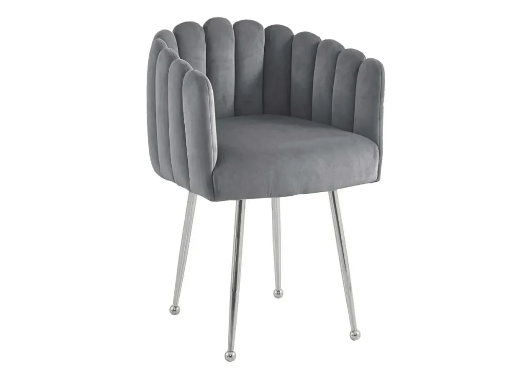 Sedia velluto grigio con gambe metallo argentato HAYDEN NBC