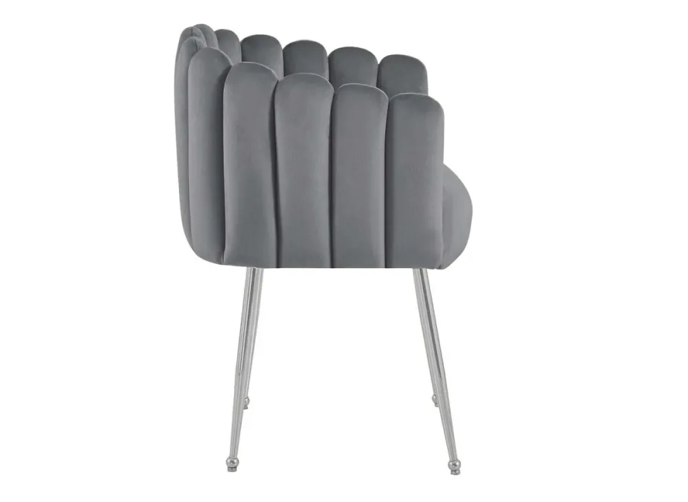Sedia velluto grigio con gambe metallo argentato HAYDEN NBC