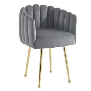 Sedia velluto grigio con gambe metallo dorato HAYDEN NBC