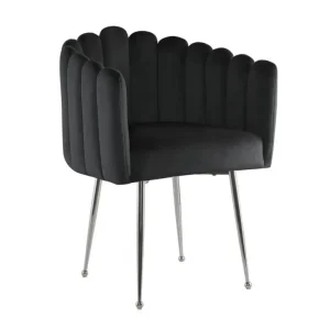 Sedia velluto nero con gambe metallo argentato HAYDEN NBC