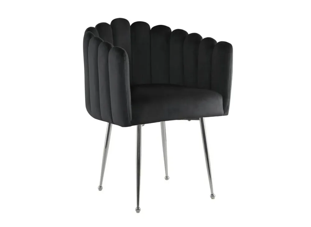 Sedia velluto nero con gambe metallo argentato HAYDEN NBC