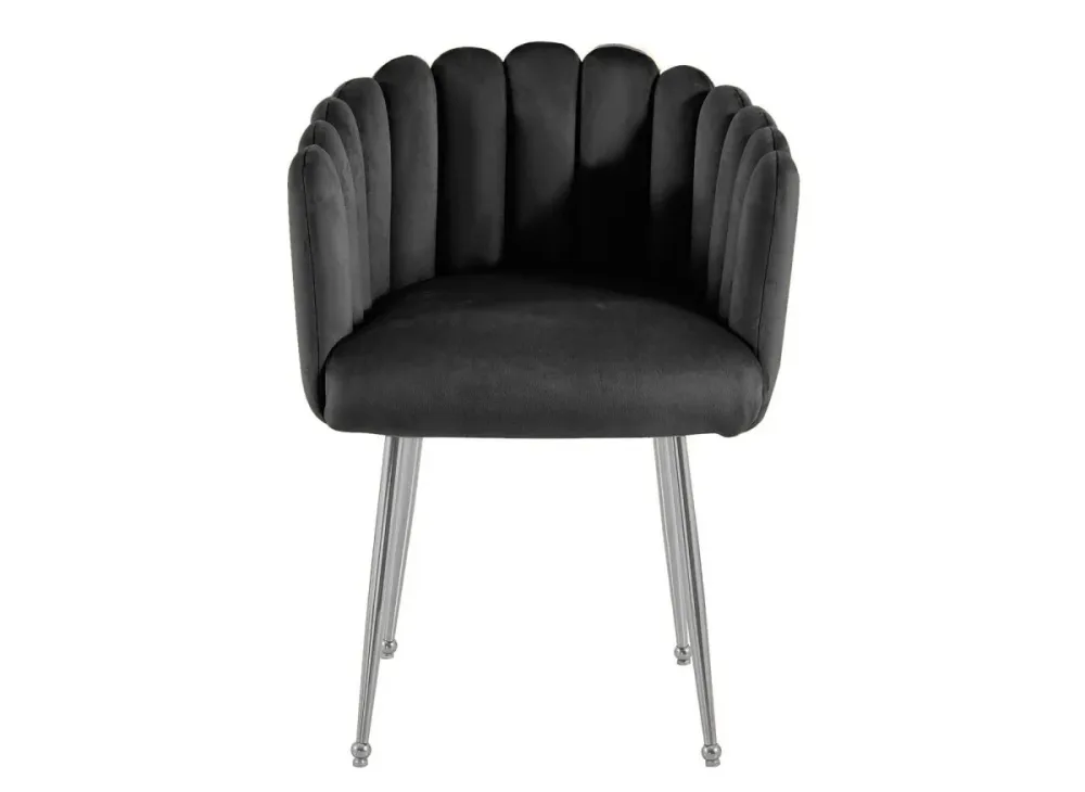Sedia velluto nero con gambe metallo argentato HAYDEN NBC