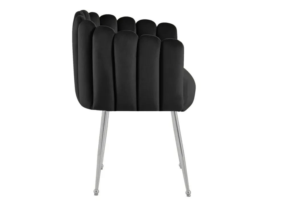 Sedia velluto nero con gambe metallo argentato HAYDEN NBC