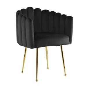 Sedia velluto nero con gambe metallo dorato HAYDEN NBC