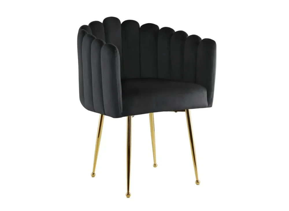 Sedia velluto nero con gambe metallo dorato HAYDEN NBC