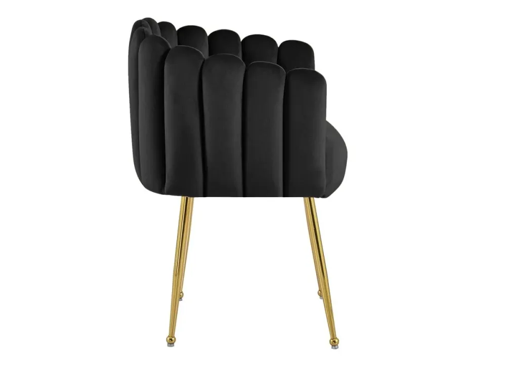 Sedia velluto nero con gambe metallo dorato HAYDEN NBC