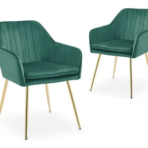 Set di 2 sedie con braccioli velluto verde EDWIGE NBC