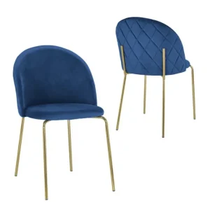 Set di 2 sedie di design KENNETH velluto blu NBC