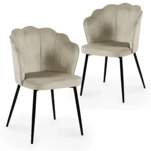 Set di 2 sedie di design velluto beige con piedi neri GARANCE NBC