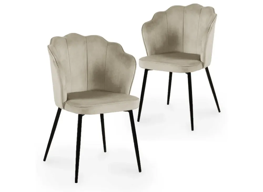 Set di 2 sedie di design velluto beige con piedi neri GARANCE NBC