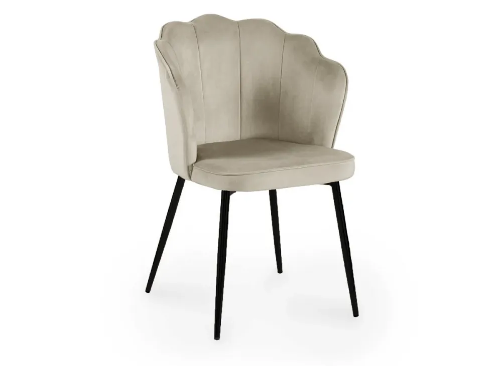 Set di 2 sedie di design velluto beige con piedi neri GARANCE NBC