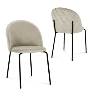 Set di 2 sedie di design velluto beige con piedi neri KENNETH NBC