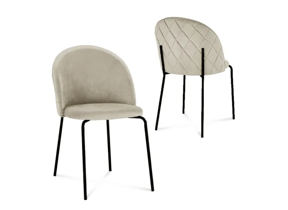 Set di 2 sedie di design velluto beige con piedi neri KENNETH NBC
