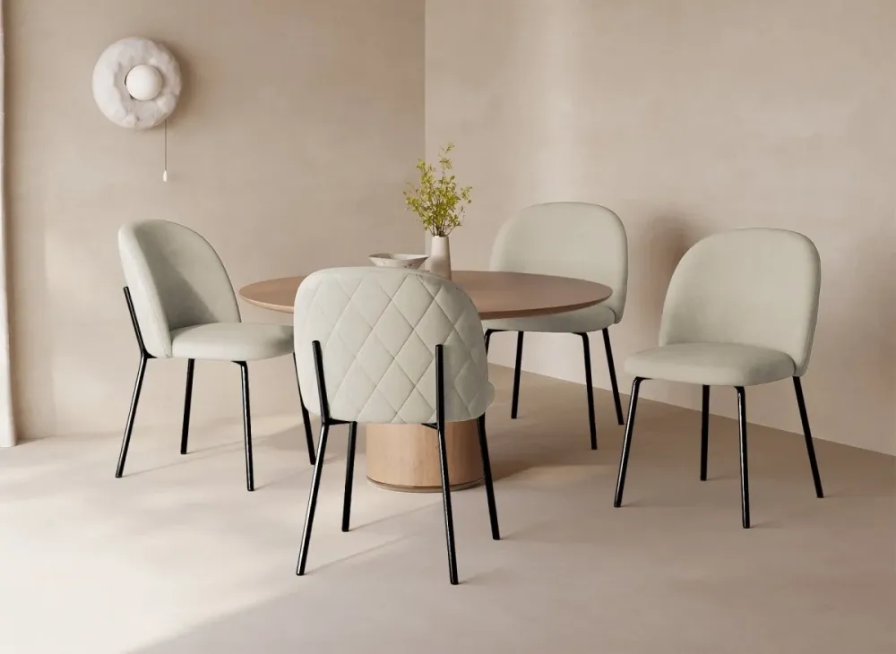 Set di 2 sedie di design velluto beige con piedi neri KENNETH NBC