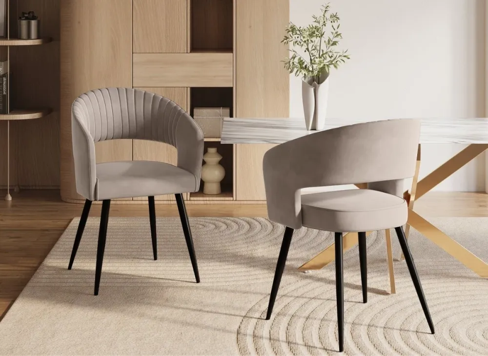Set di 2 sedie di design velluto beige GLORIA NBC