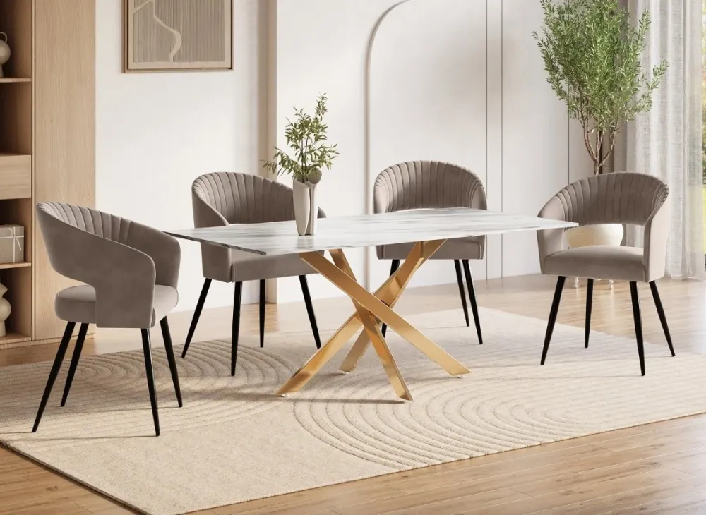 Set di 2 sedie di design velluto beige GLORIA NBC