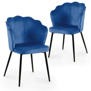 Set di 2 sedie di design velluto blu con piedi neri GARANCE NBC