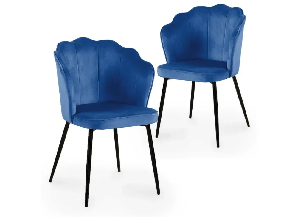 Set di 2 sedie di design velluto blu con piedi neri GARANCE NBC