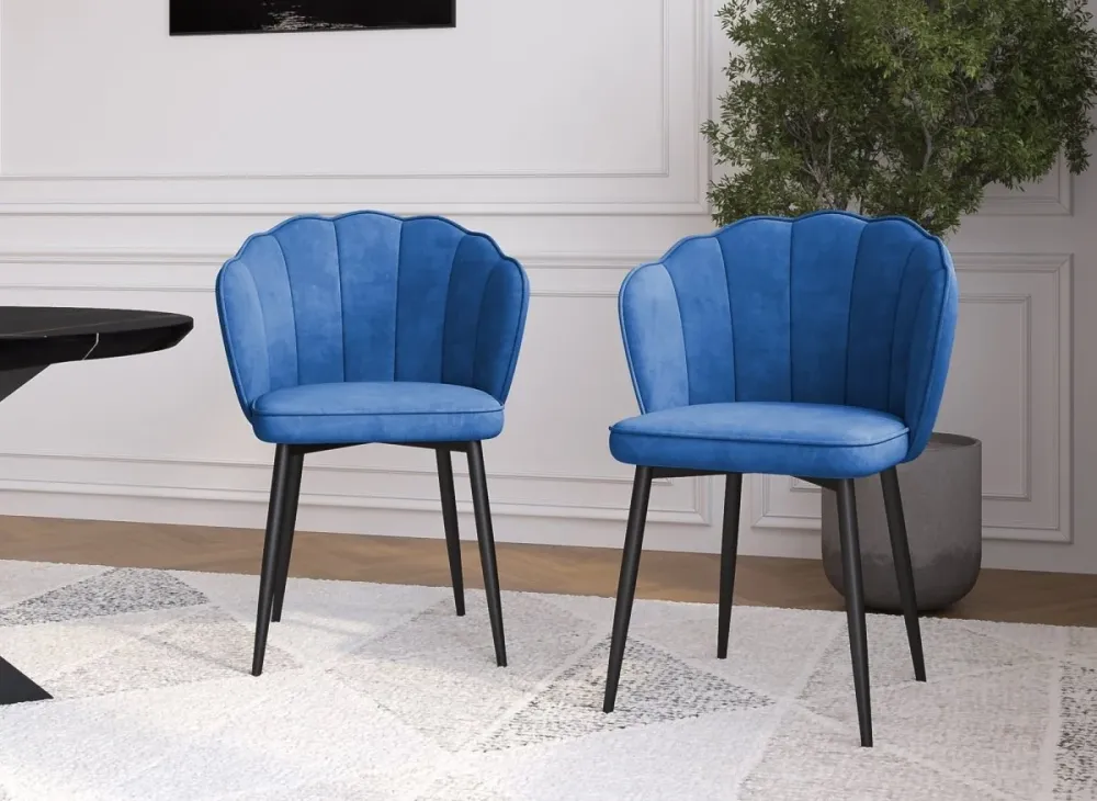 Set di 2 sedie di design velluto blu con piedi neri GARANCE NBC