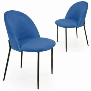 Set di 2 sedie di design velluto blu con piedi neri ARABEL NBC