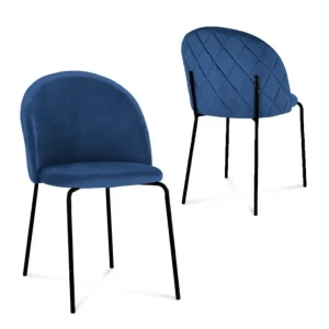 Set di 2 sedie di design velluto blu con piedi neri KENNETH NBC