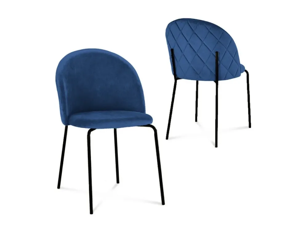 Set di 2 sedie di design velluto blu con piedi neri KENNETH NBC