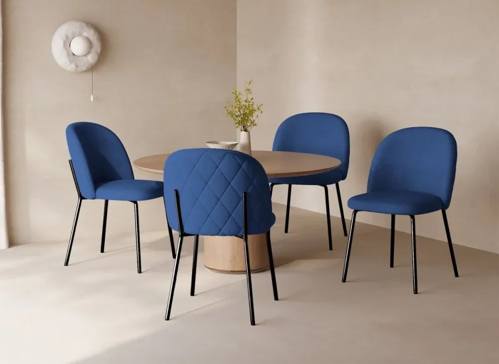 Set di 2 sedie di design velluto blu con piedi neri KENNETH NBC