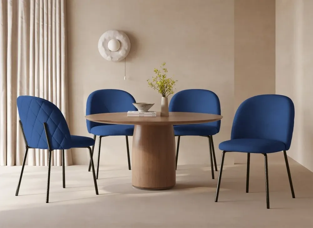 Set di 2 sedie di design velluto blu con piedi neri KENNETH NBC