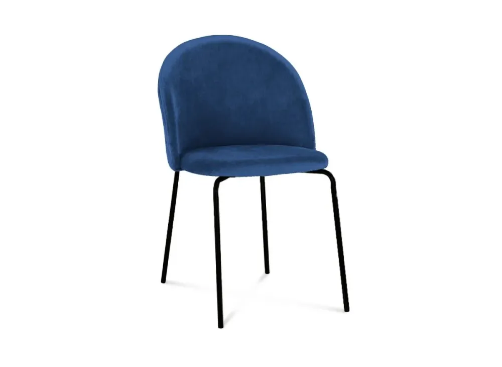 Set di 2 sedie di design velluto blu con piedi neri KENNETH NBC