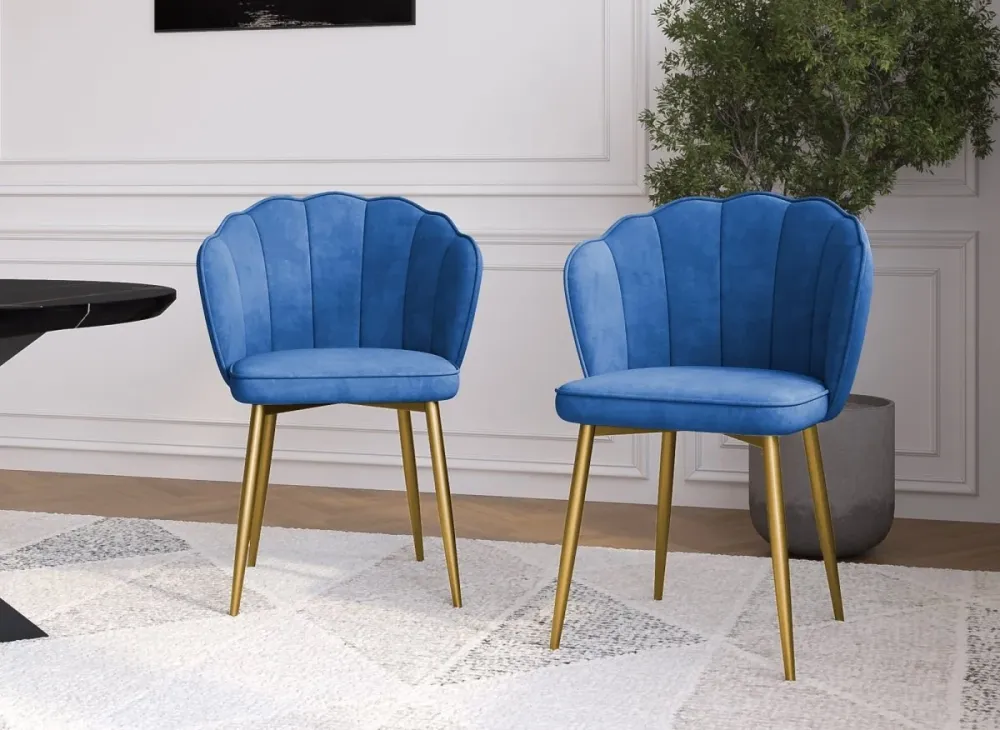 Set di 2 sedie di design velluto blu GARANCE NBC