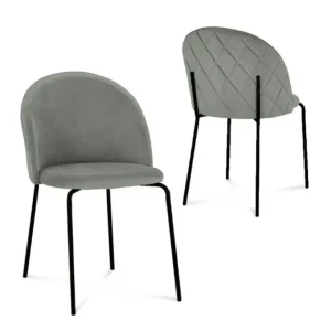 Set di 2 sedie di design velluto grigio con piedi neri KENNETH NBC
