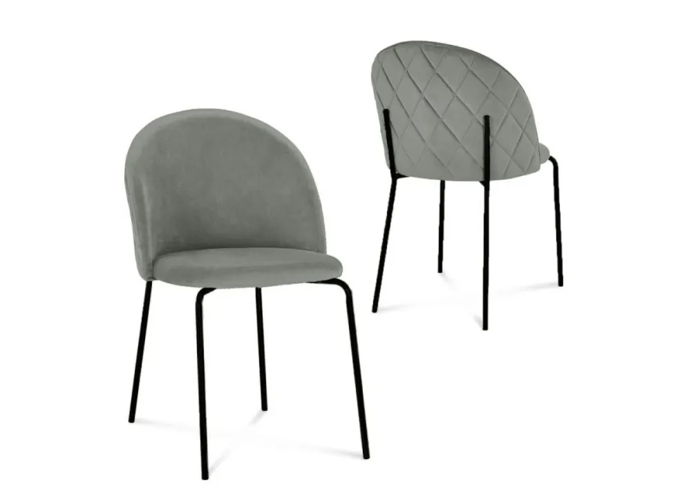 Set di 2 sedie di design velluto grigio con piedi neri KENNETH NBC