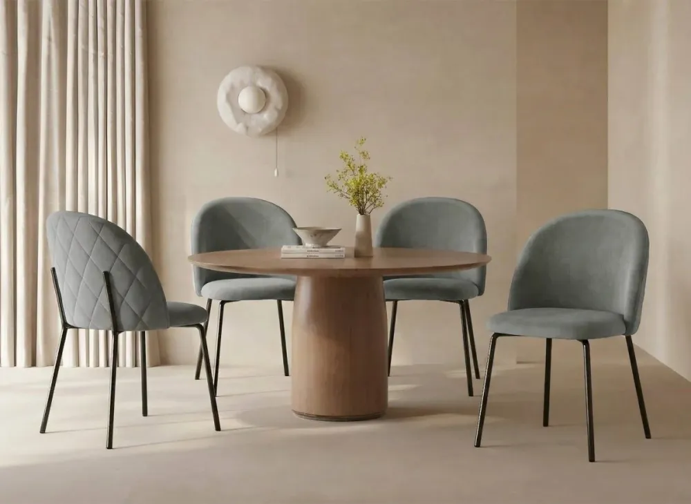 Set di 2 sedie di design velluto grigio con piedi neri KENNETH NBC