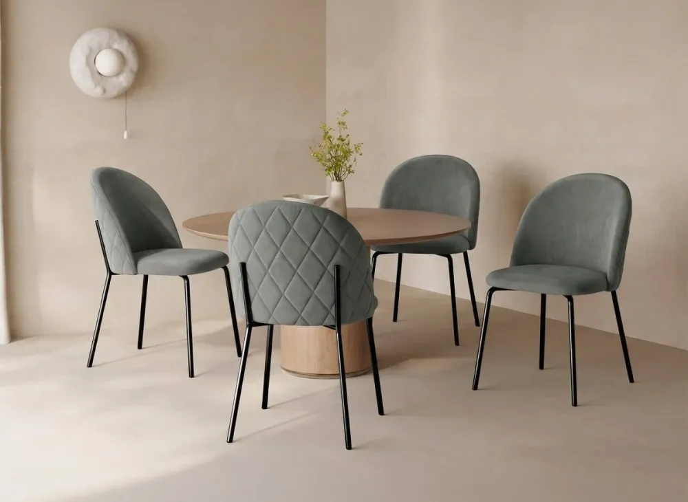 Set di 2 sedie di design velluto grigio con piedi neri KENNETH NBC