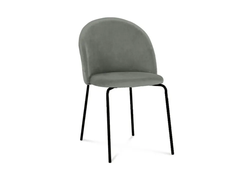 Set di 2 sedie di design velluto grigio con piedi neri KENNETH NBC