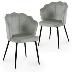 Set di 2 sedie di design velluto grigio con piedi neri GARANCE NBC