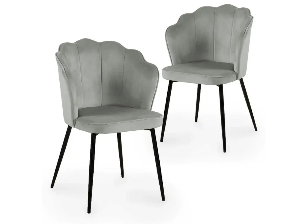 Set di 2 sedie di design velluto grigio con piedi neri GARANCE NBC