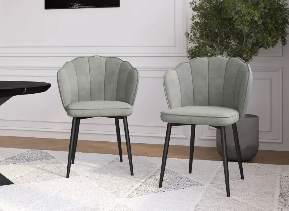 Set di 2 sedie di design velluto grigio con piedi neri GARANCE NBC
