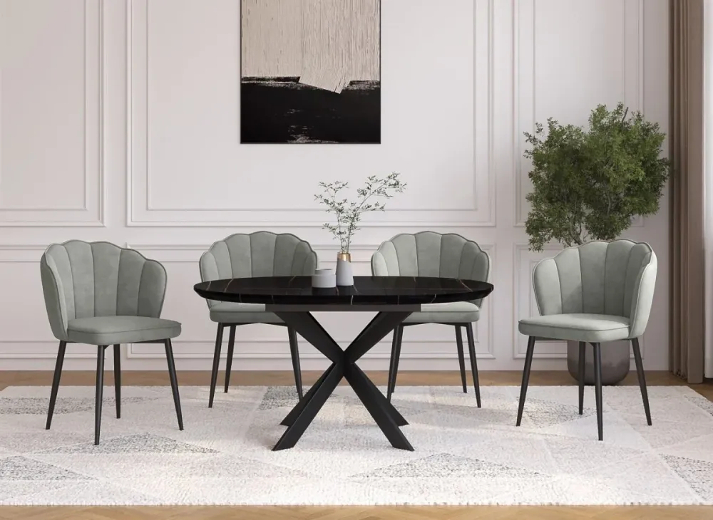Set di 2 sedie di design velluto grigio con piedi neri GARANCE NBC
