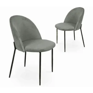 Set di 2 sedie di design velluto grigio con piedi neri ARABEL NBC