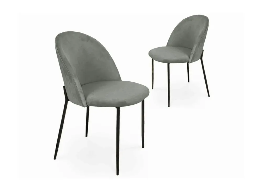 Set di 2 sedie di design velluto grigio con piedi neri ARABEL NBC