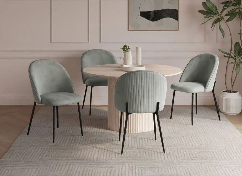 Set di 2 sedie di design velluto grigio con piedi neri ARABEL NBC