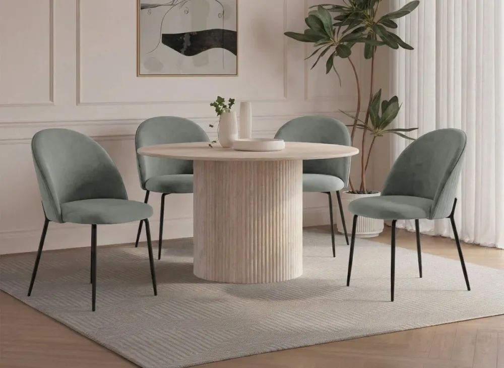 Set di 2 sedie di design velluto grigio con piedi neri ARABEL NBC