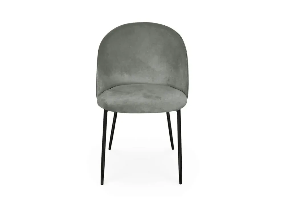 Set di 2 sedie di design velluto grigio con piedi neri ARABEL NBC