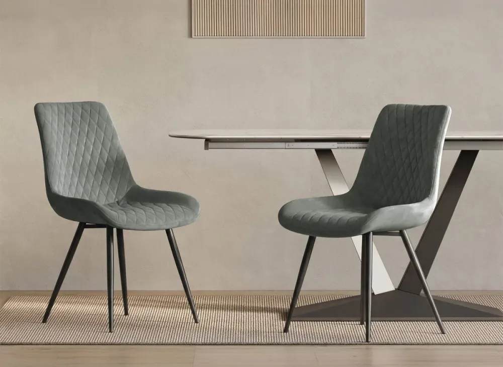 Set di 2 sedie di design velluto grigio YOLA NBC