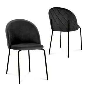 Set di 2 sedie di design velluto nero con gambe nere KENNETH NBC
