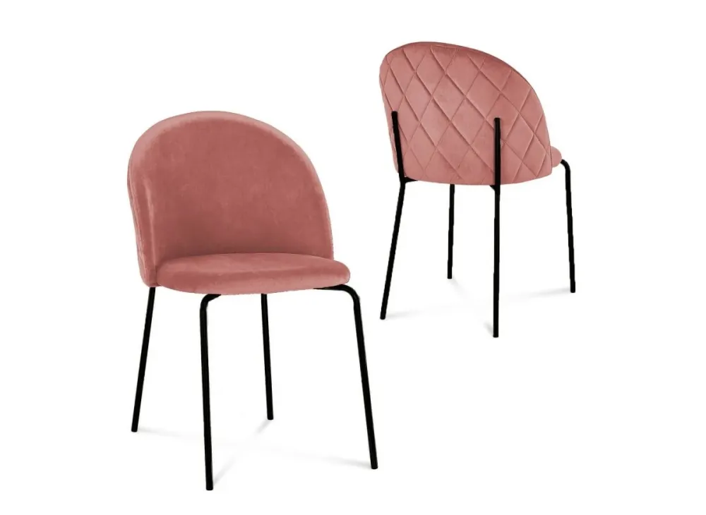 Set di 2 sedie di design velluto rosa con piedi neri KENNETH NBC