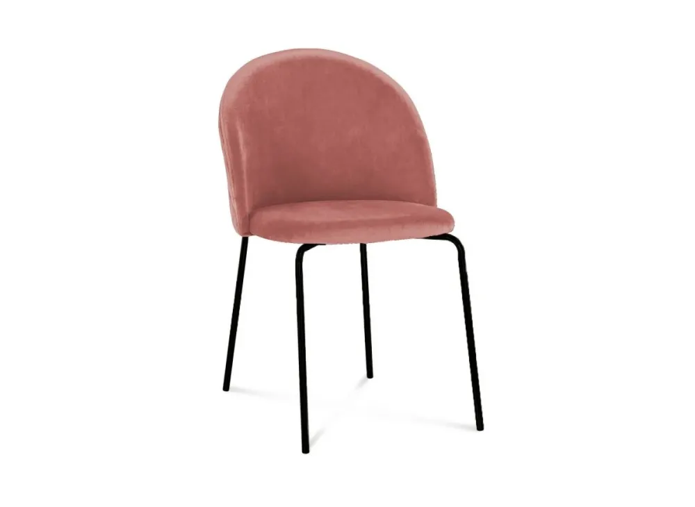 Set di 2 sedie di design velluto rosa con piedi neri KENNETH NBC